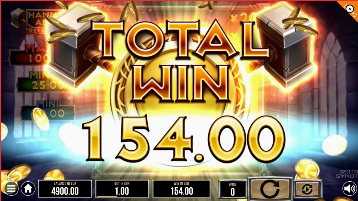 Interface do jogo de slot Hammer of Aesir com temática nórdica