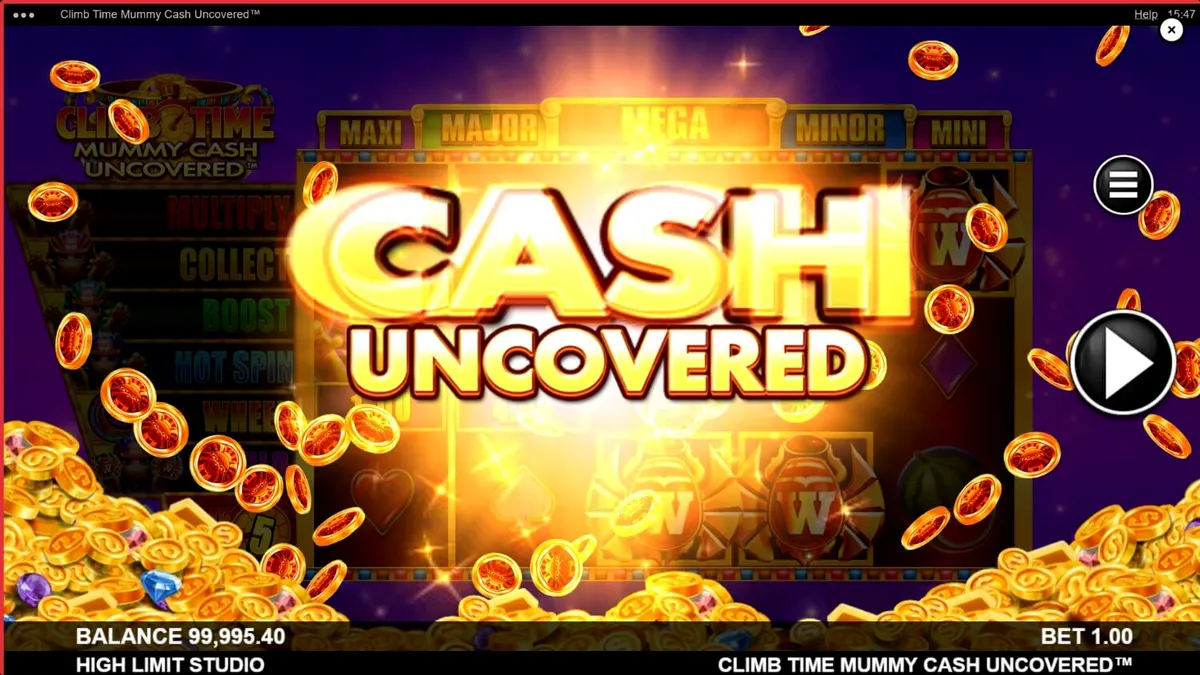 Céu noturno místico com rolos dourados e símbolos egípcios no slot Climb Time Mummy Cash Uncovered